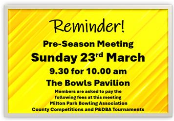 Pre-Season Meeting - 23rd March